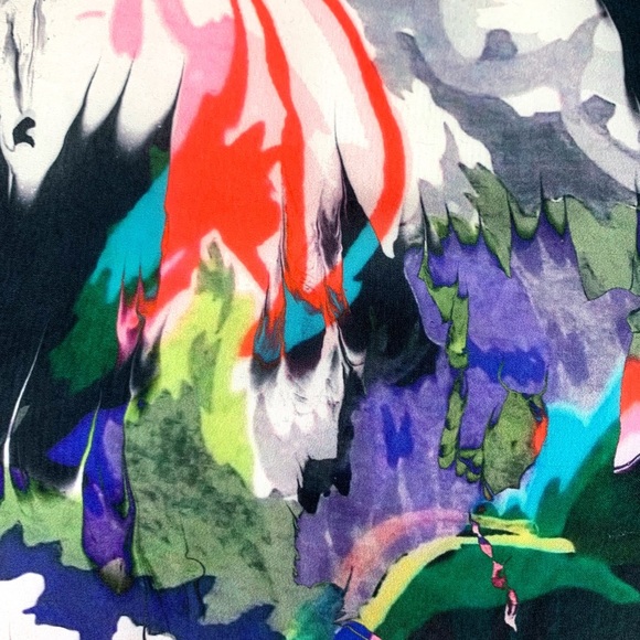 Topshop Mixed Media Black & Multicolor Abstract Print Angora Blend Sweater Top - Picture 7 of 10